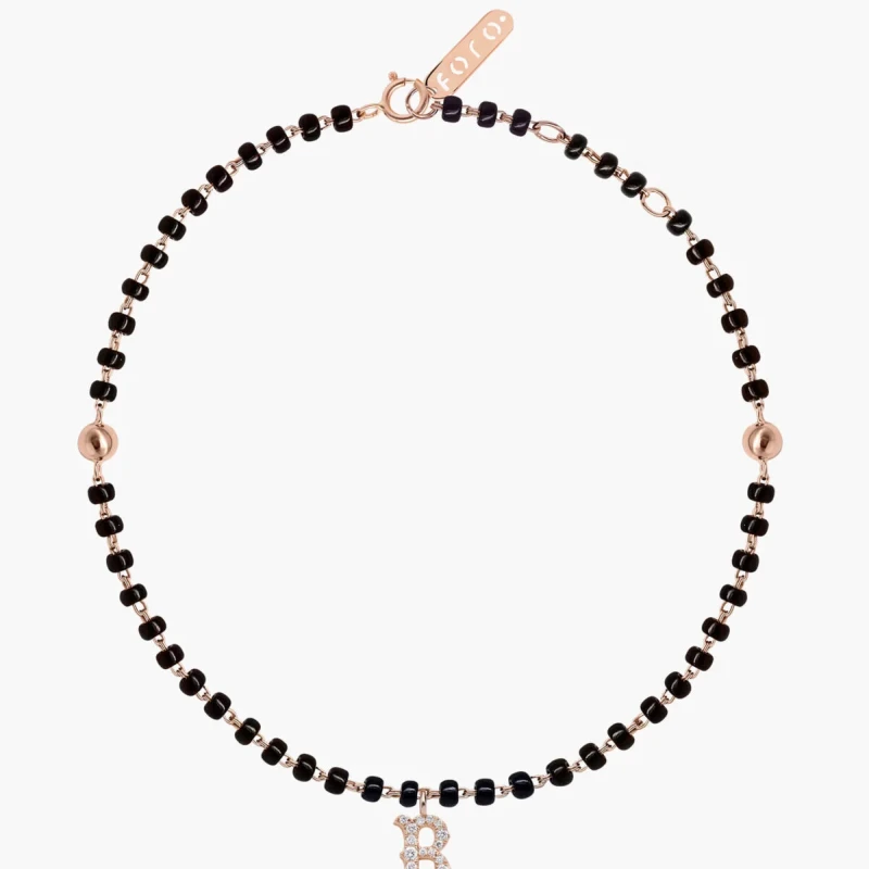 9KT Gold Diamond Letter Mangalsutra Bracelet for Women