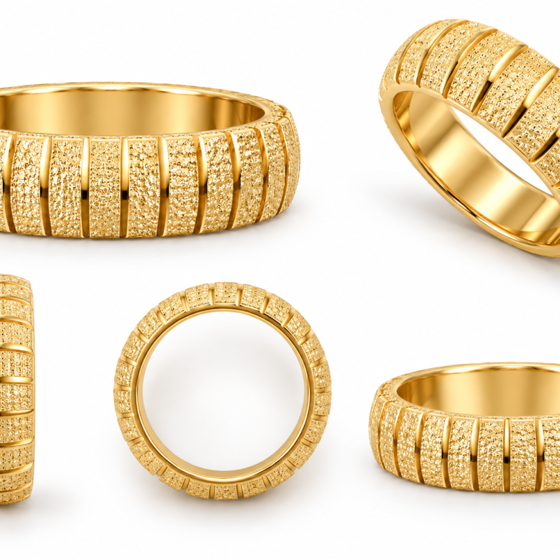 9K Gold Striped Glittery Band 2