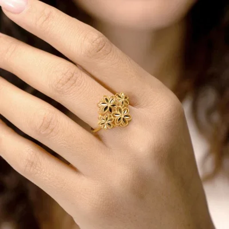 9K Gold Floral Filigree Ring 4
