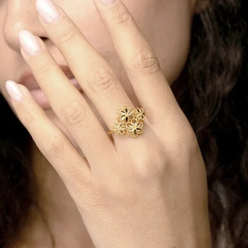 9K Gold Floral Filigree Ring 5