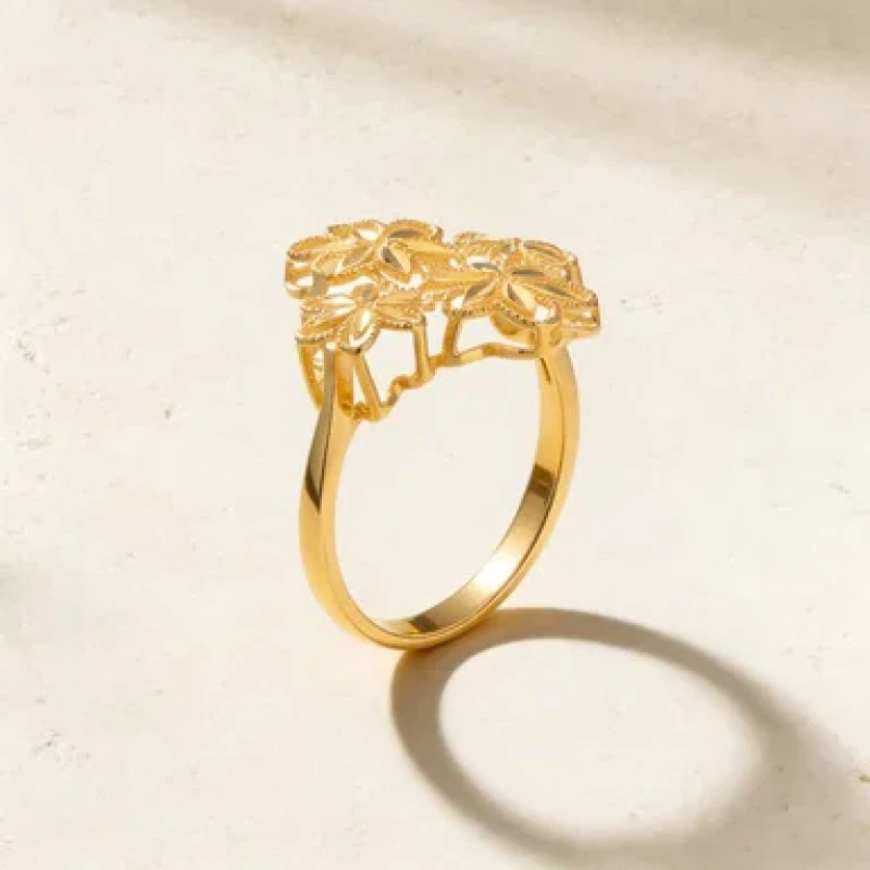 9K Gold Floral Filigree Ring 6