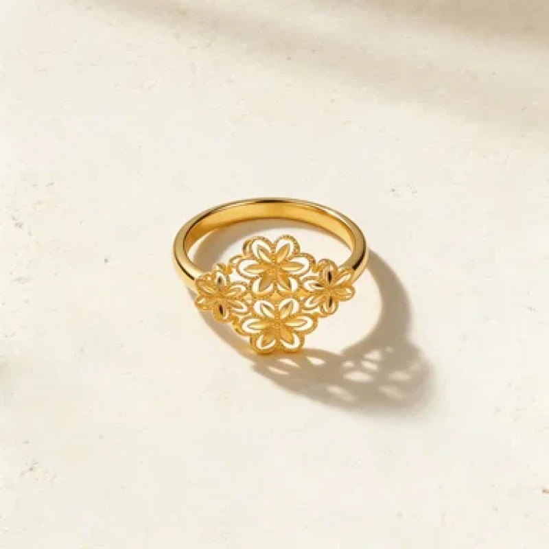 9K Gold Floral Filigree Ring 7