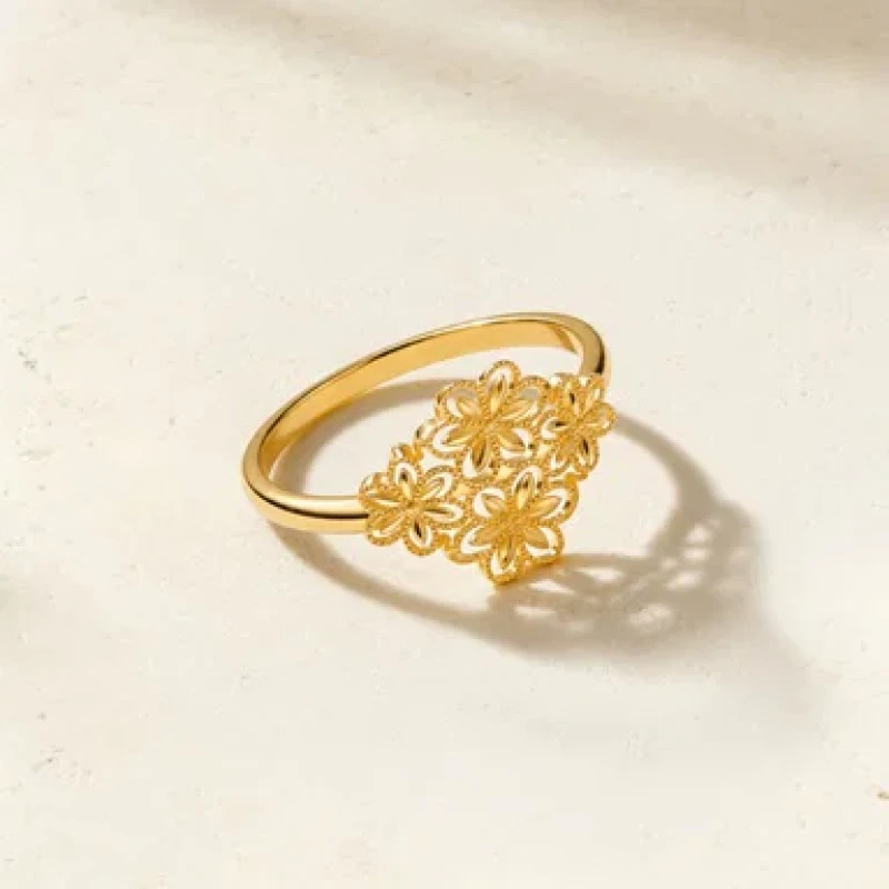 9K Gold Floral Filigree Ring 8