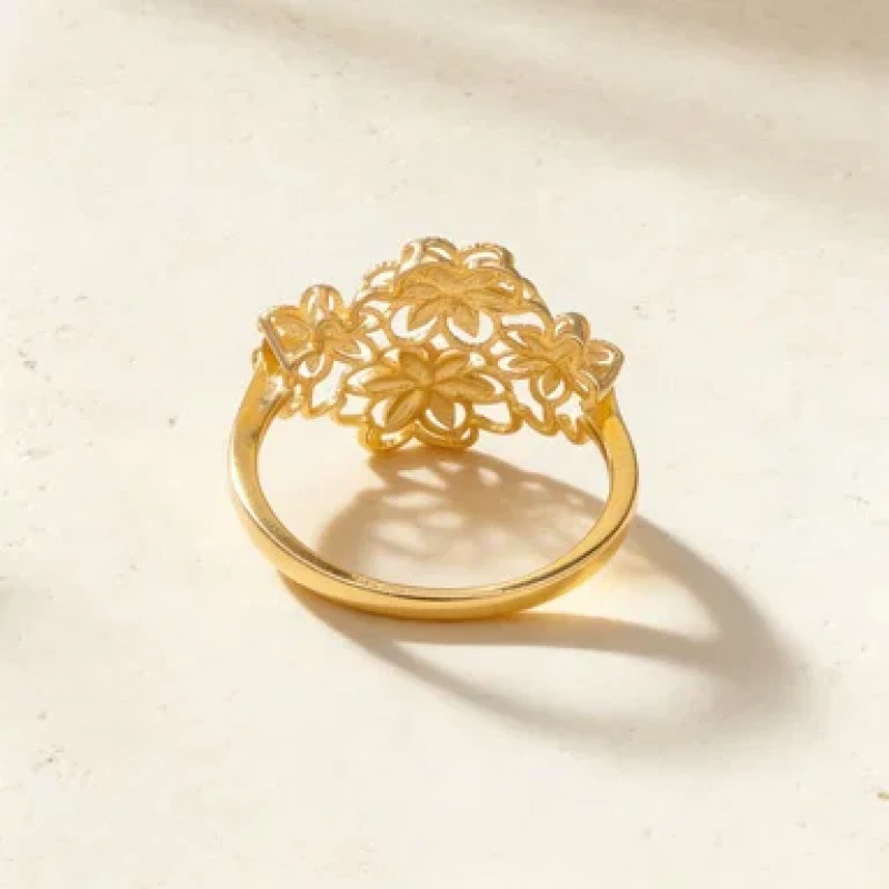 9K Gold Floral Filigree Ring 9