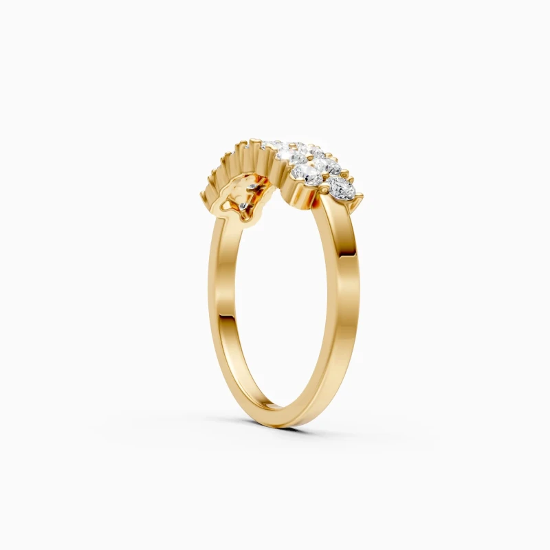 9K Gold Double Row Diamond Band Ring 3
