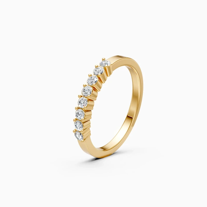 9K Gold Diamond Half Band Ring 6