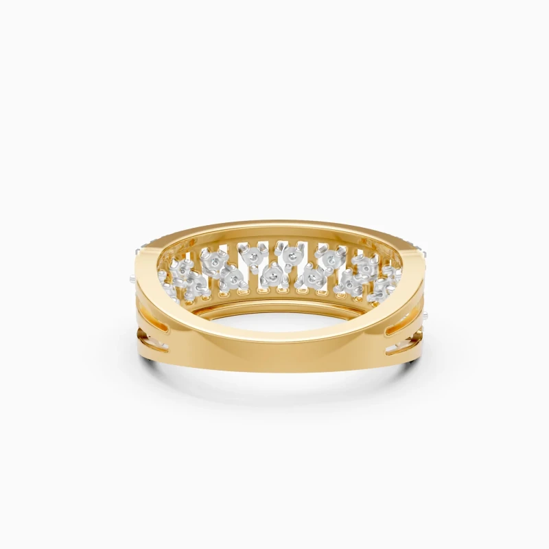 9K Gold Wide Diamond Band Ring 8