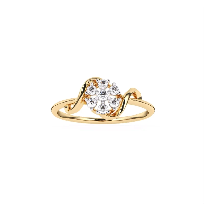 9K Gold Floral Cluster Diamond Ring 6