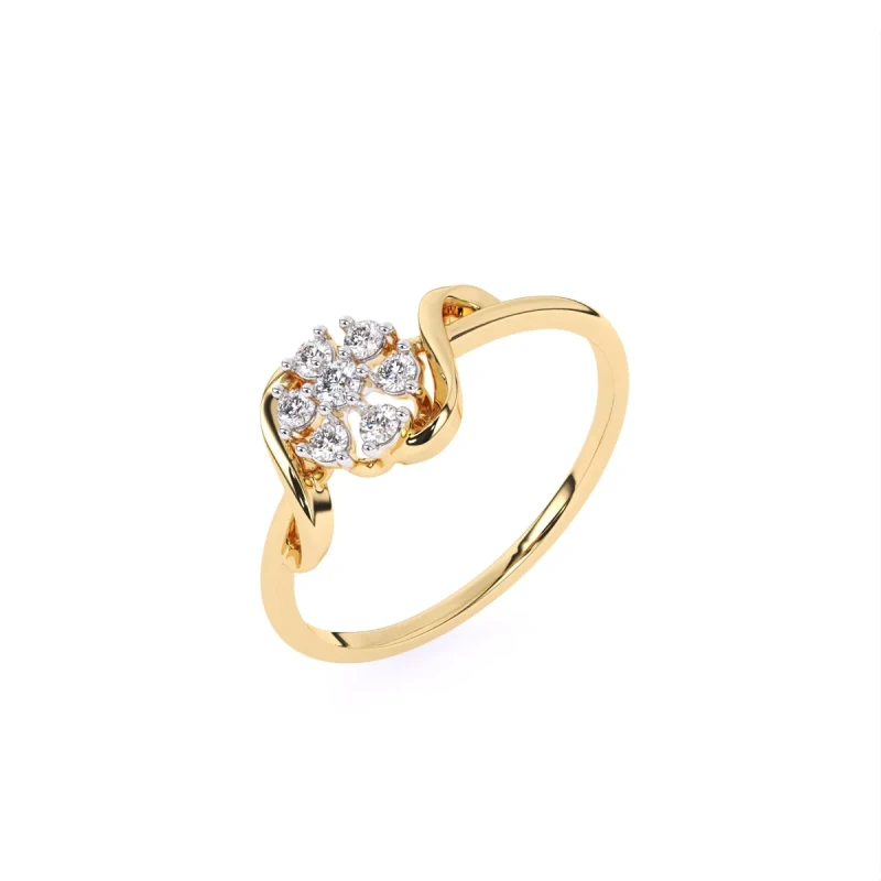 9K Gold Floral Cluster Diamond Ring 8