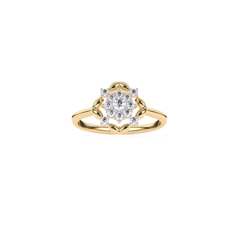 9K Gold Floral Cluster Diamond Ring 3