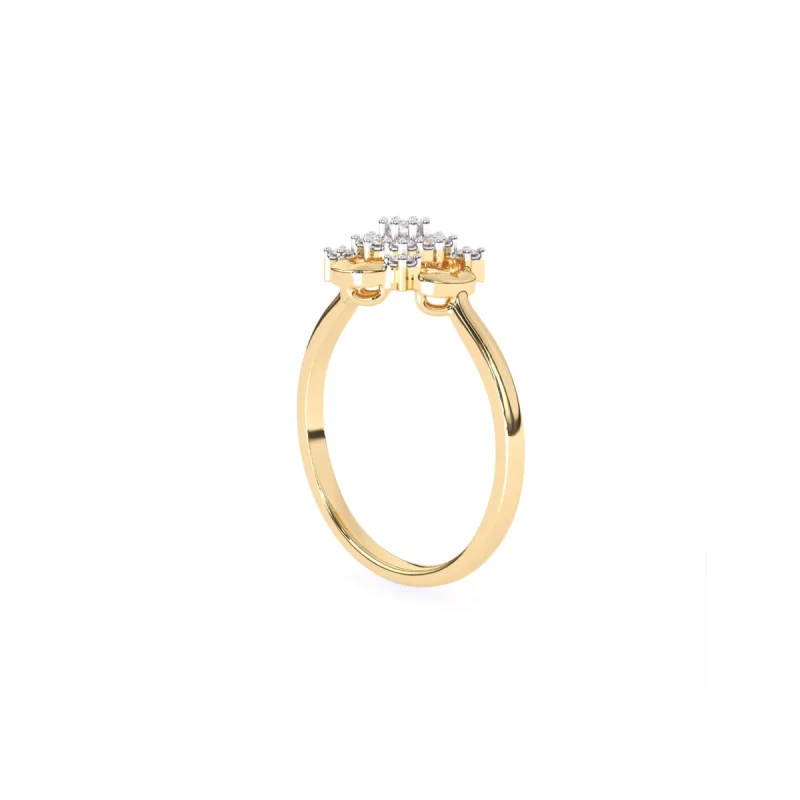 9K Gold Floral Cluster Diamond Ring 4