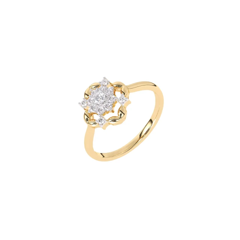 9K Gold Floral Cluster Diamond Ring 5