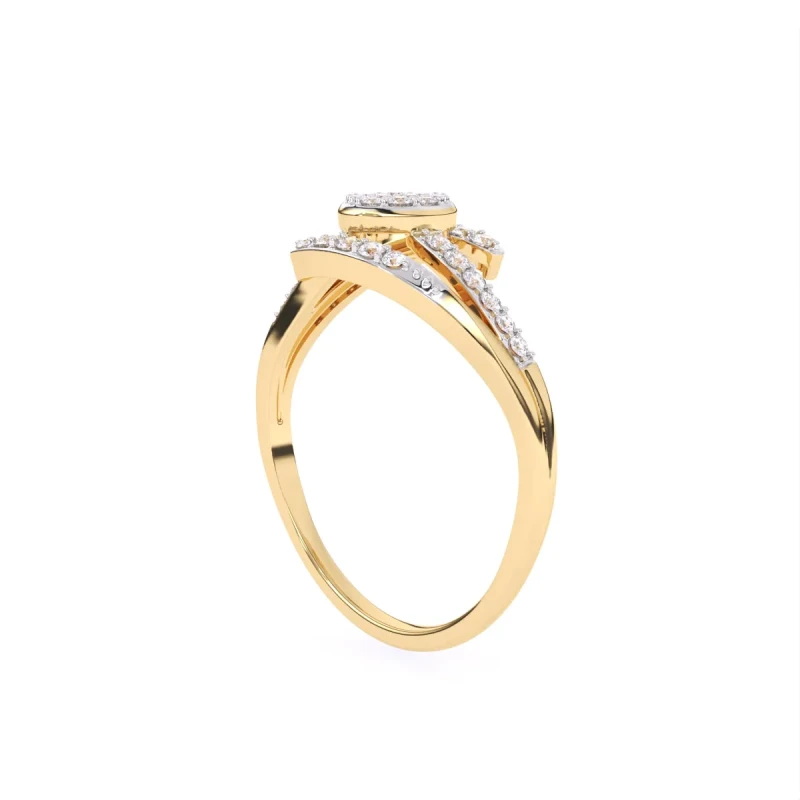 9K Gold Floral Diamond Accent Ring 5