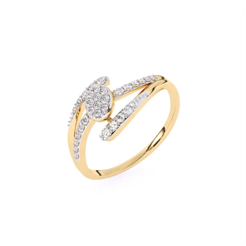 9K Gold Floral Diamond Accent Ring 7