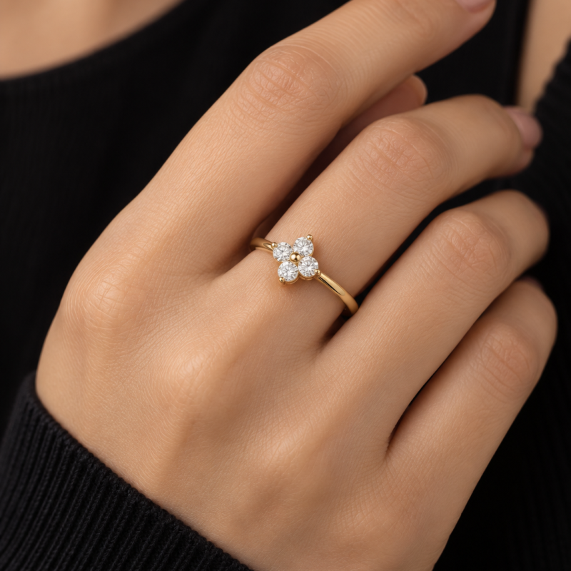 9K Four Solitaire Diamond Ring 3