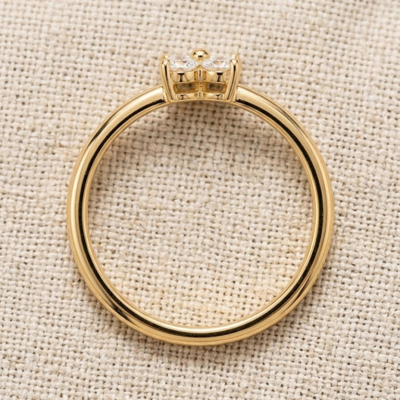 9K Four Solitaire Diamond Ring 9