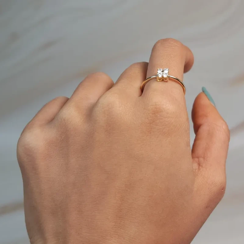 9K Four Solitaire Diamond Ring 13