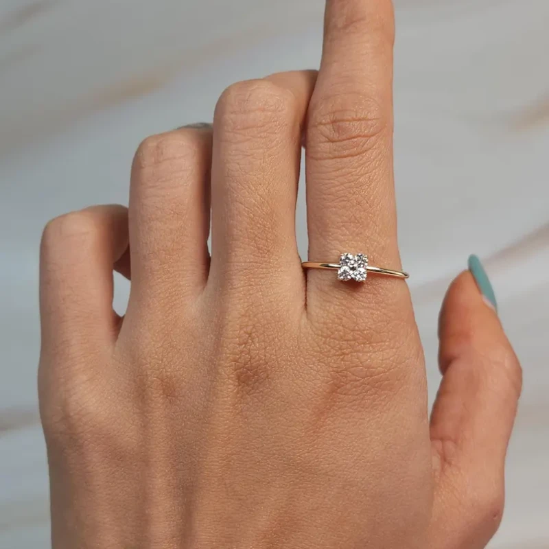 9K Four Solitaire Diamond Ring 14
