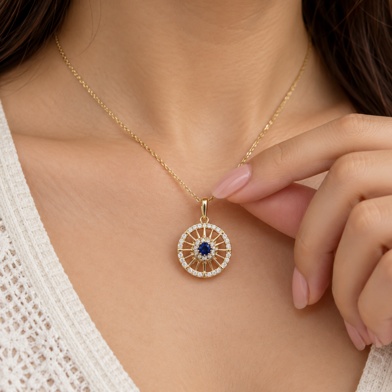 9K Small Sunburst Pendant 4