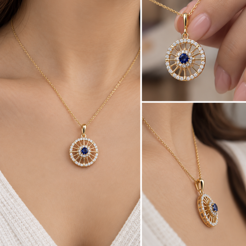 9K Small Sunburst Pendant 5