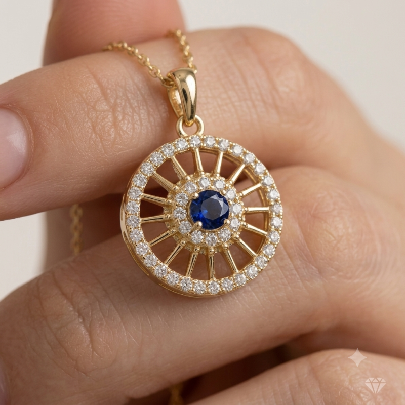 9K Small Sunburst Pendant 6