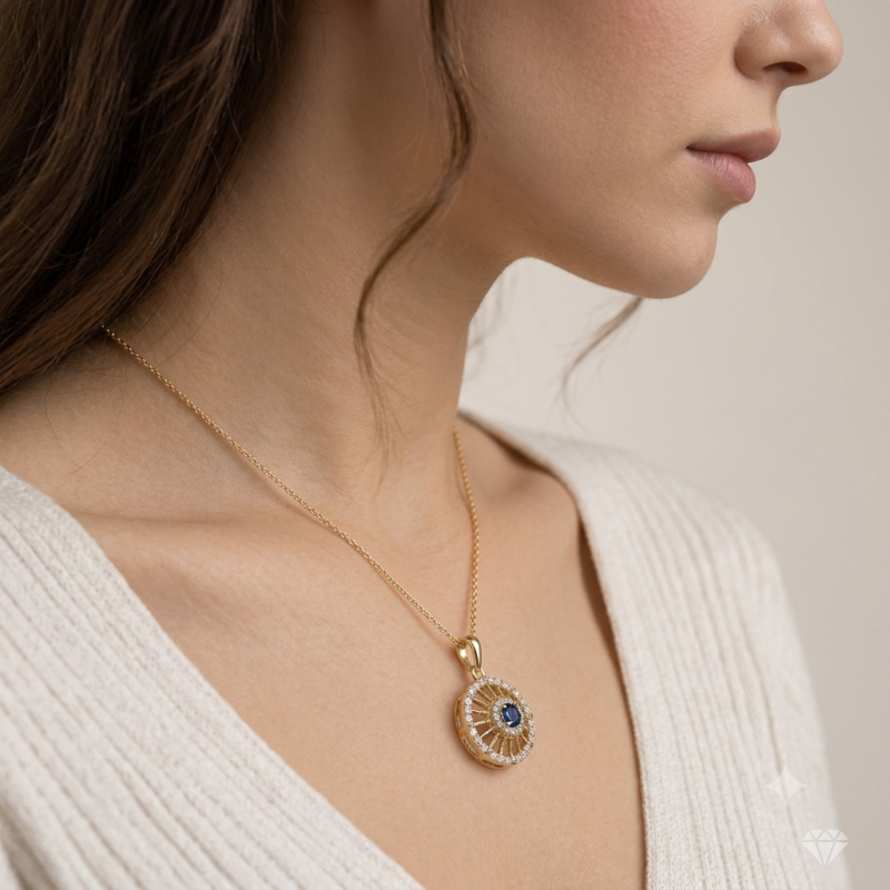 9K Small Sunburst Pendant 7