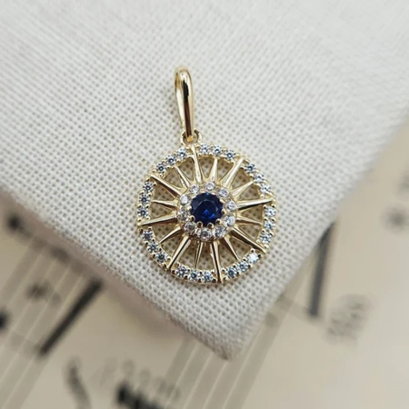 9K Small Sunburst Pendant 8