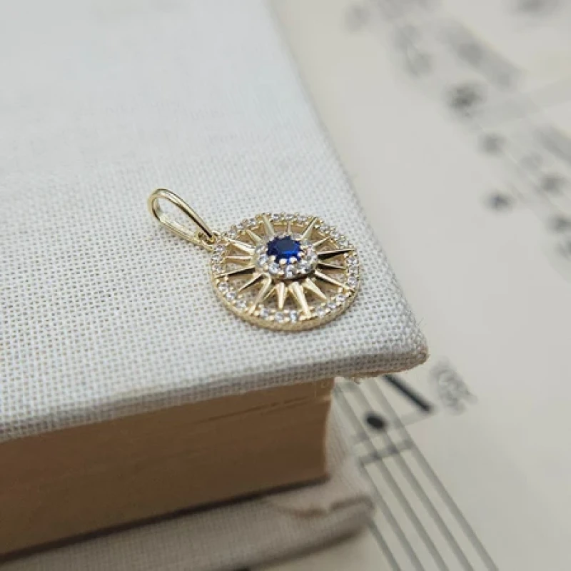 9K Small Sunburst Pendant 9
