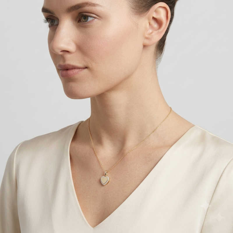9K Gold Halo Heart Pendant 3
