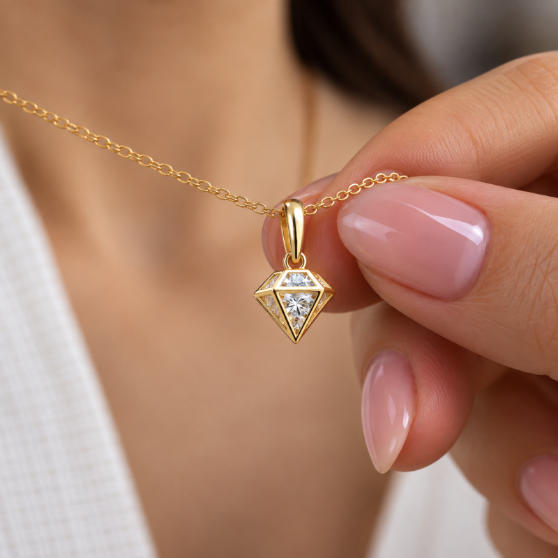 9K Diamond-Shaped Pendant 3