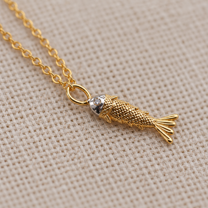 9K Gold Fish Charm Pendant 2