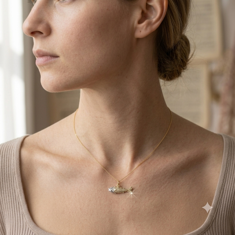 9K Gold Fish Charm Pendant 4