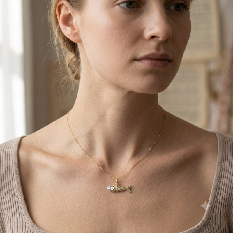 9K Gold Fish Charm Pendant 5