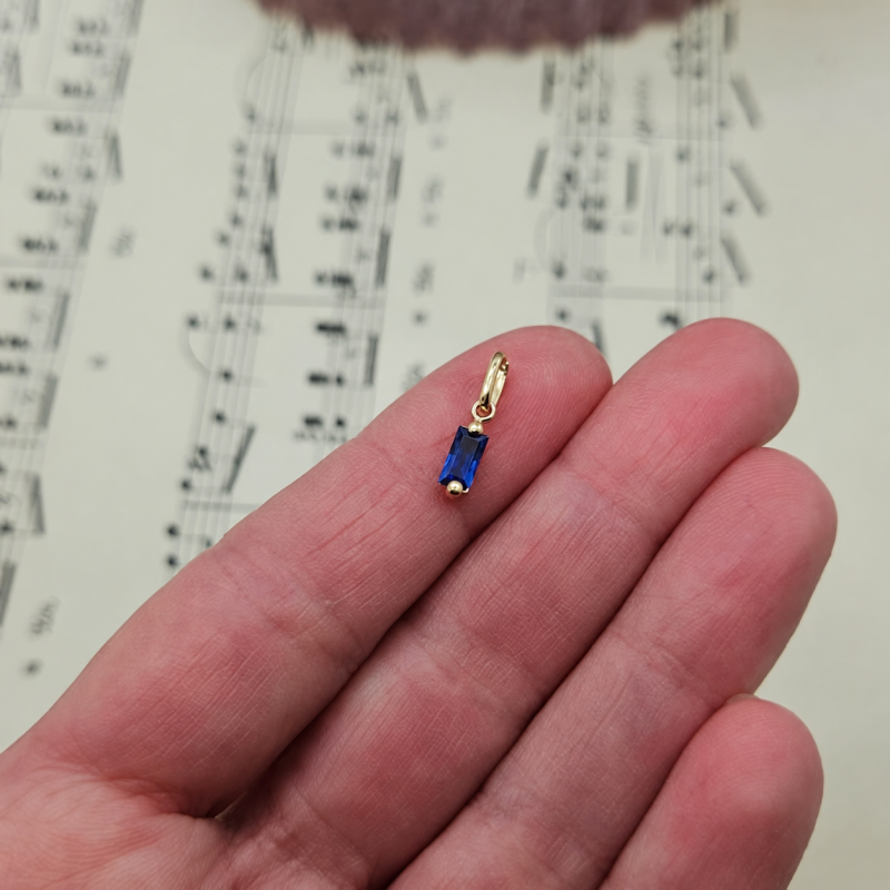 9K Gold Blue Baguette Charm 2