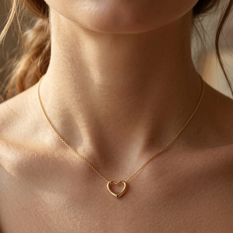 9K Gold Open Heart Slider Pendant 2