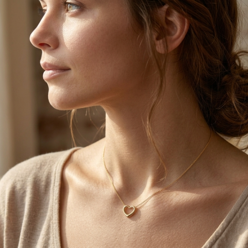 9K Gold Open Heart Slider Pendant 3