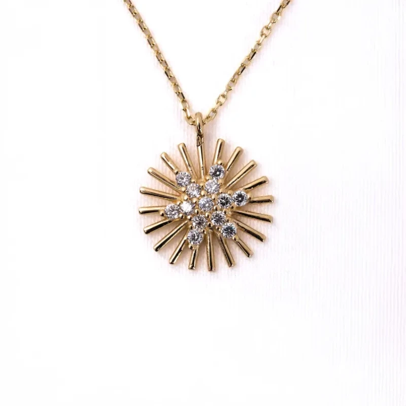 9K Solid Gold Sun Charm Pendant 2
