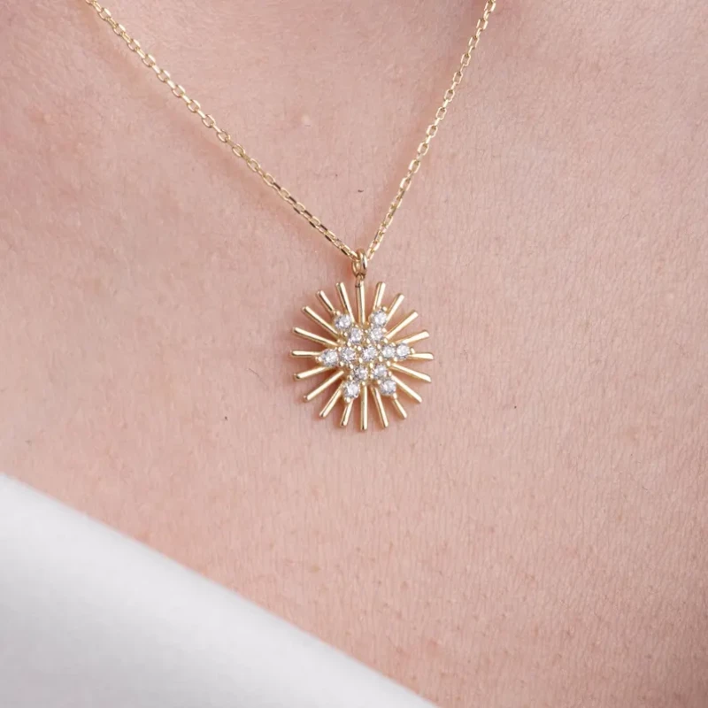 9K Solid Gold Sun Charm Pendant 3
