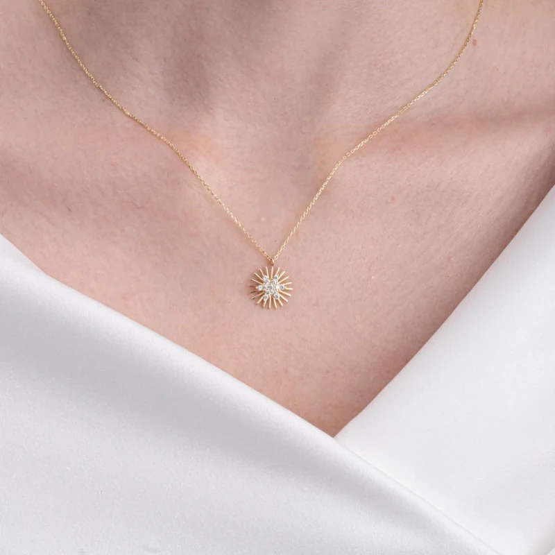 9K Solid Gold Sun Charm Pendant 5