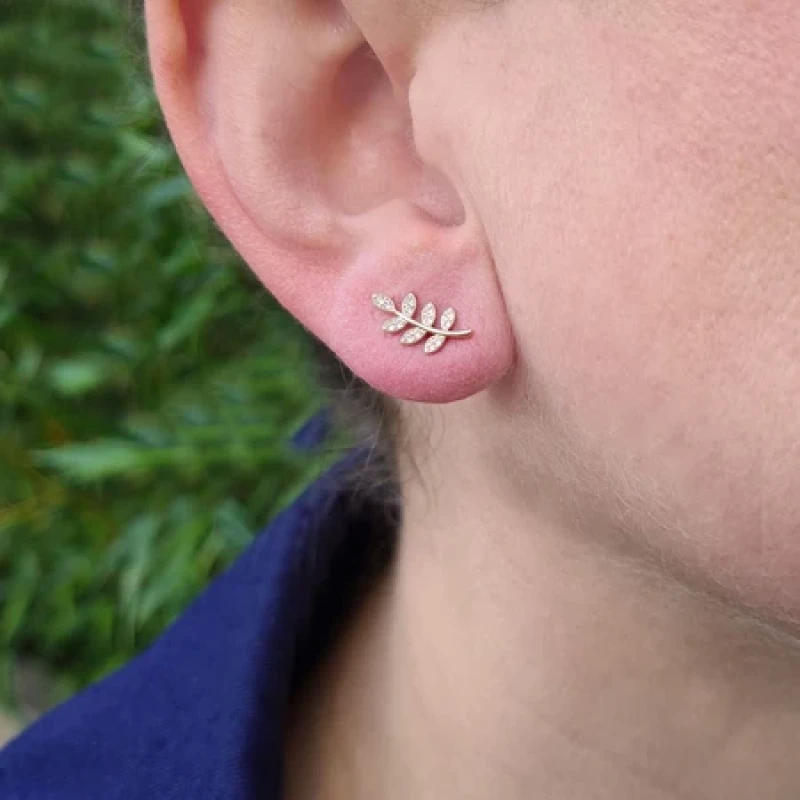 9K Gold Olive Branch Earrings 4