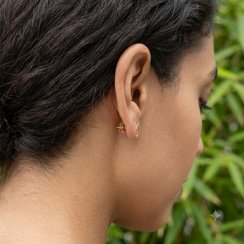 9K Leaf Stud Earrings 3