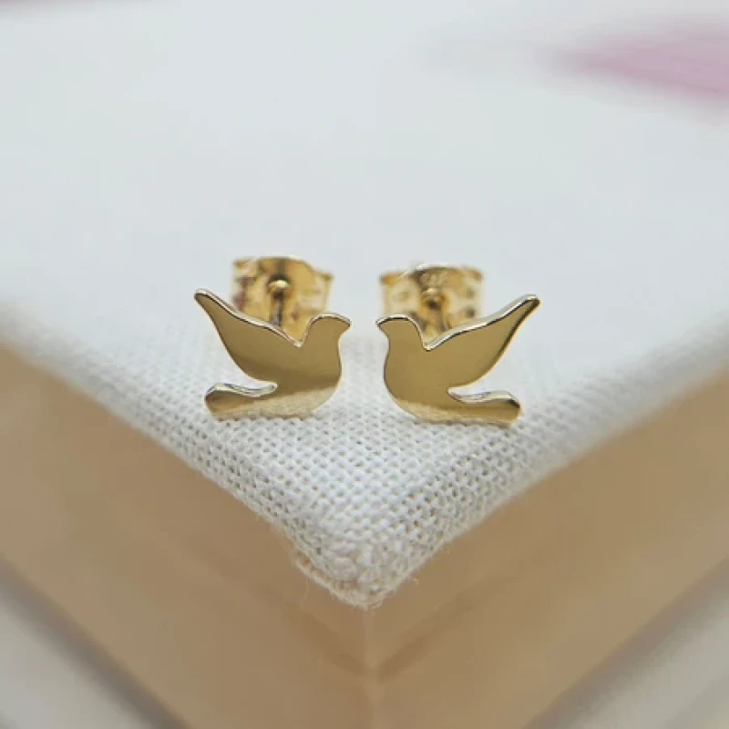 9K Dainty Dove Stud Earrings 3