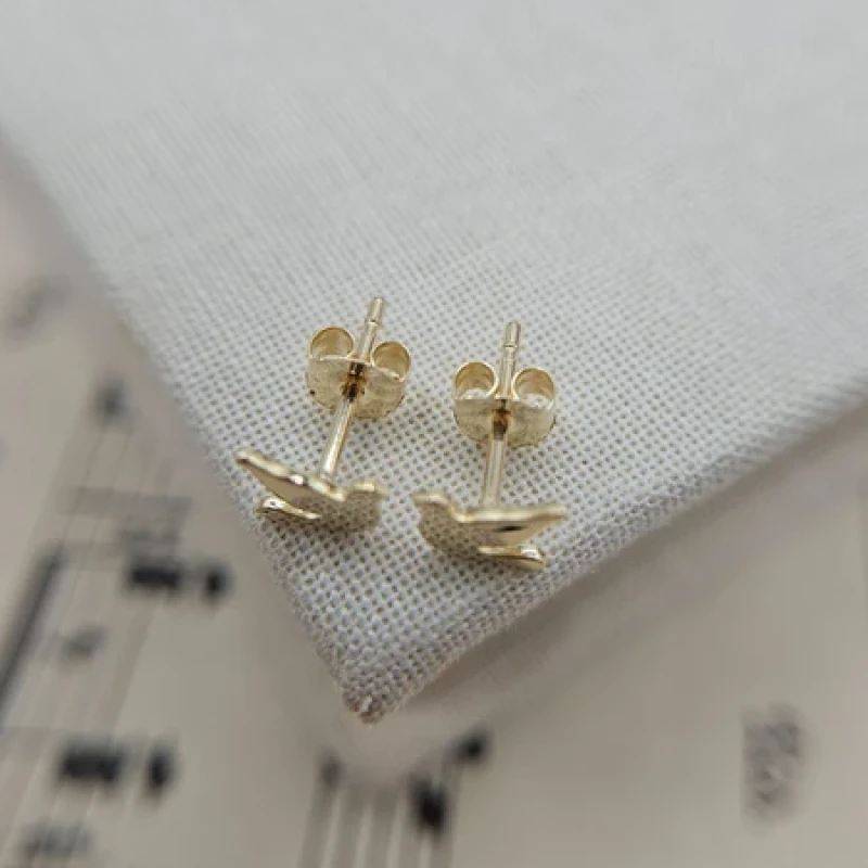 9K Dainty Dove Stud Earrings 4