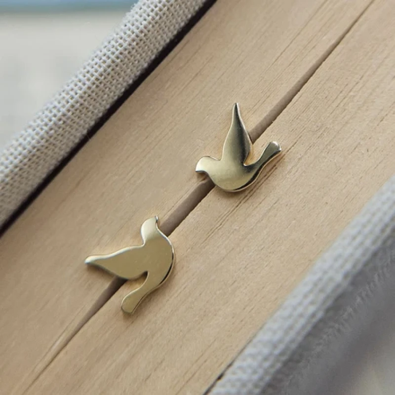 9K Dainty Dove Stud Earrings 5