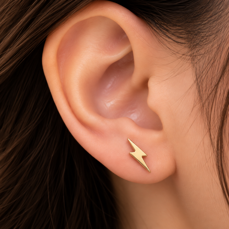 9K Gold Lightning Stud Earrings 2