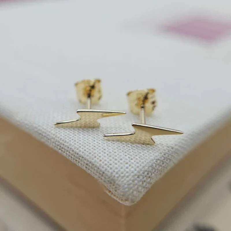 9K Gold Lightning Stud Earrings 6