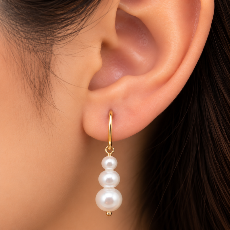 9K Gold Pearl Drop Earrings 2