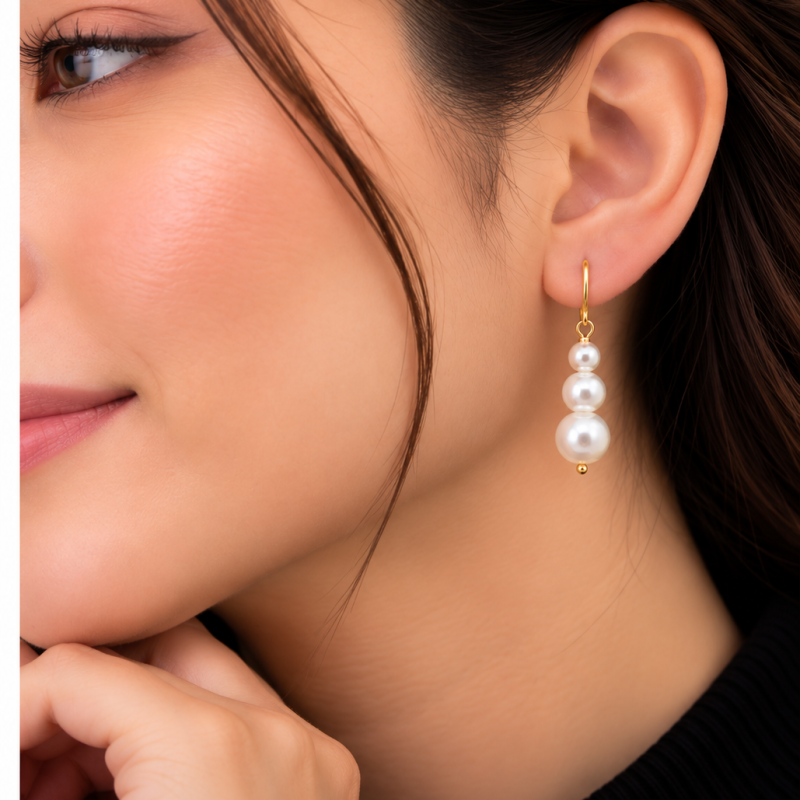 9K Gold Pearl Drop Earrings 3
