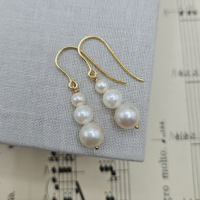 9K Gold Pearl Drop Earrings 5