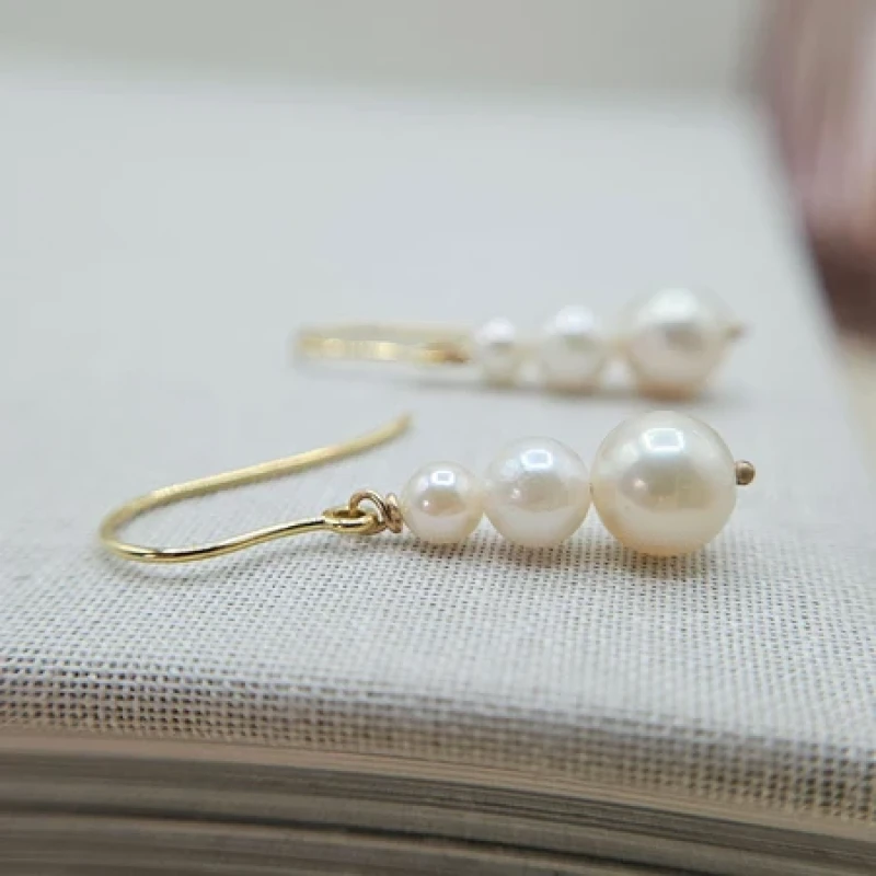 9K Gold Pearl Drop Earrings 6